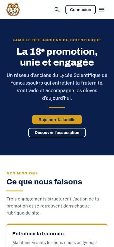 Page d'accueil du site FAS 18 sur smartphone